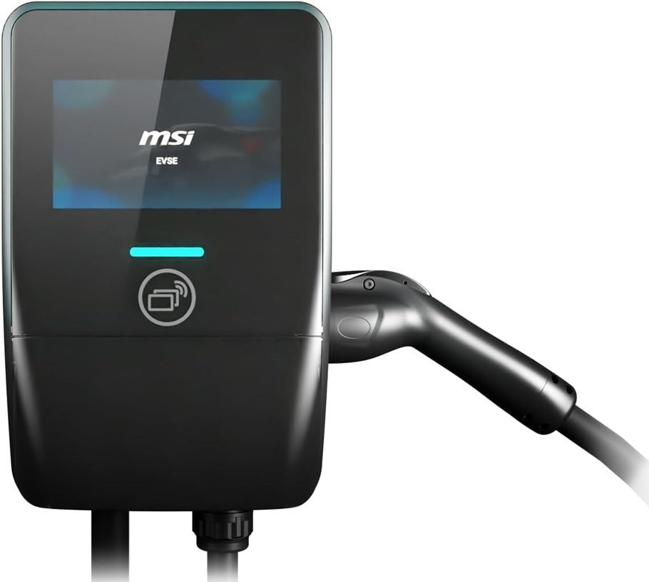 Msi Smart Ev Charger Ev Premium V2, Single Phase 32A, 7.4KW ,5M Type 2 Charging Gun, 7' Ips, Ip55 (Charger) / Ip67 (Charging Gun)