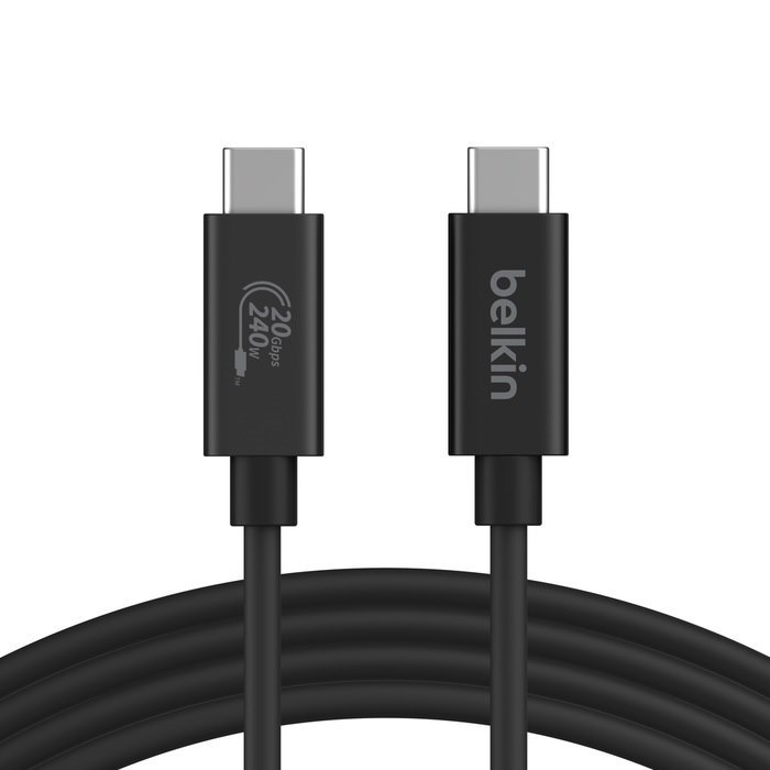Belkin Connect Usb4 Usb-C To Usb-C Cable (1.2M) - Black (Inz004tt1.2Mbk), 5A/240W, 20Gbps, 4K@60Hz, Thunderbolt 4, Usb-If Certified, 2 Years Warranty