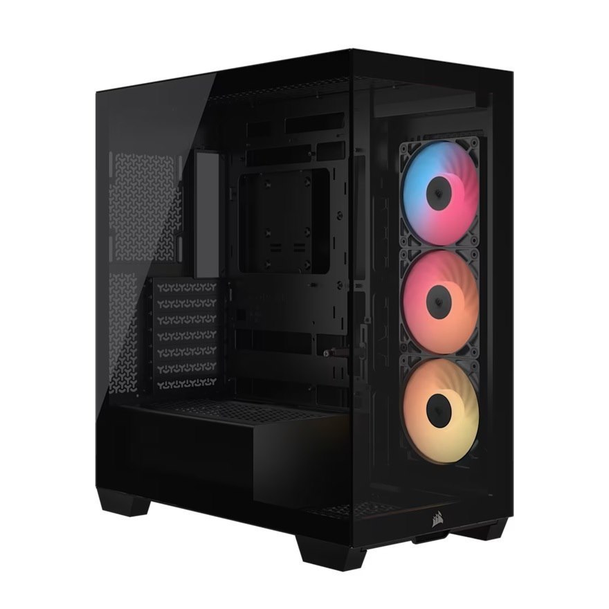 Corsair 3500X RS-R Argb Mid-Tower PC Case - Black, E-Atx Support, Side 360MM Rad, Tempered Glass, Usb-C, 2X SSD, 2X HDD, 425MM Gpu, RS Argb Fans