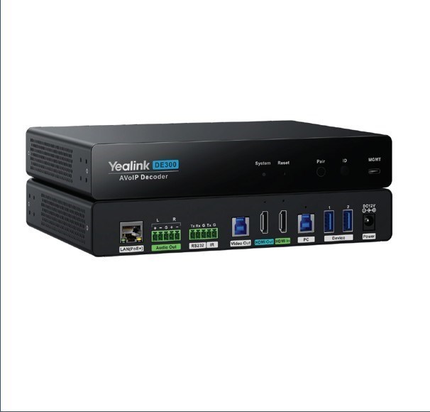 YealinkDE300,AV Over Ip, 4K@60Hz4:4:4,USB 3.0 Capture For MTR,Seamless 2X2 Video Matrix Switching,Multiple Usb Connectivity,HDCP 2.3,Gigabit Ethernet