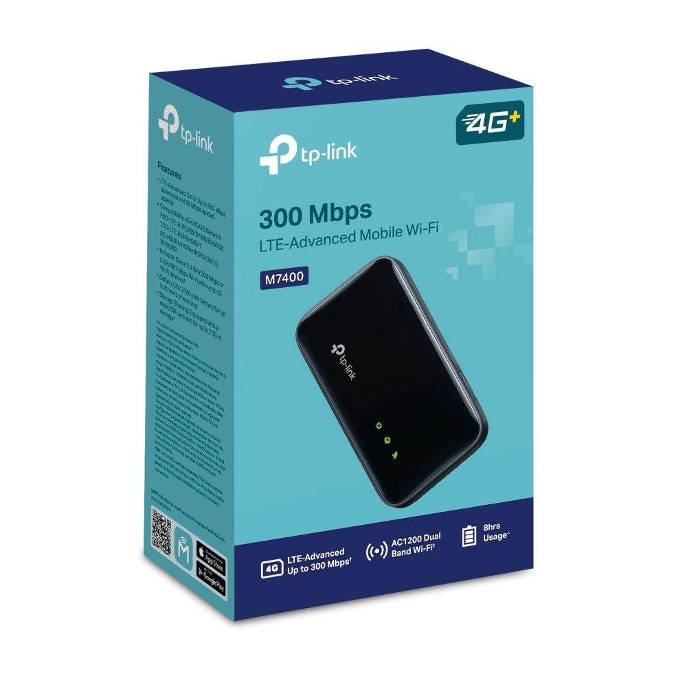 TP-Link M7400 300 MBPS LTE-Advanced Mobile Wi-Fi Supports Up To 32 Devices Simultaneously, Up To 300 MBPS Download And 50 MBPS Upload Speeds