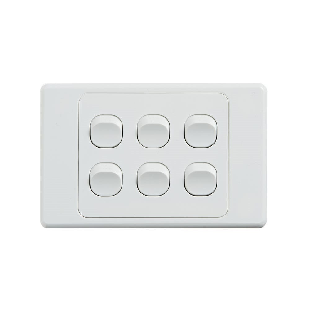 4Cabling 4C | Ultima 6 Gang Switch 250V 16Ax - Horizontal