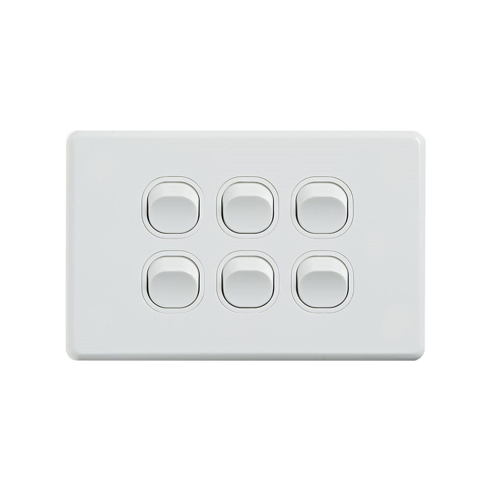 4Cabling 4C | Classic 6 Gang Switch 250V 16Ax - Horizontal