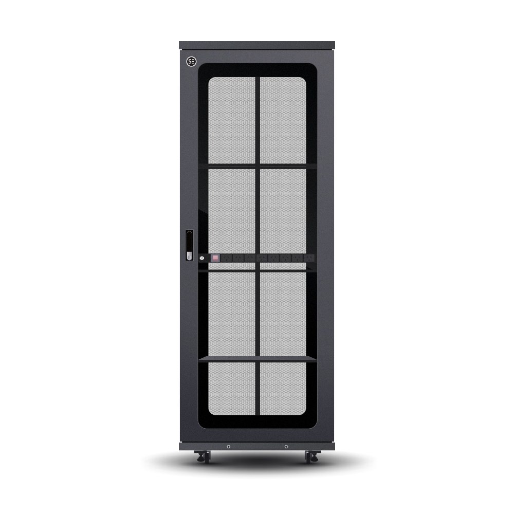 Serveredge 45Ru Fully Assembled Free Standing Server Cabinet - 800W X 1000D X 2188H Includes:Lockable Front Glass DoorLockable Dual Rear Mesh DoorsLockable Split Side Panels1 X 8 Way Pdu1 X 4 Way Fan