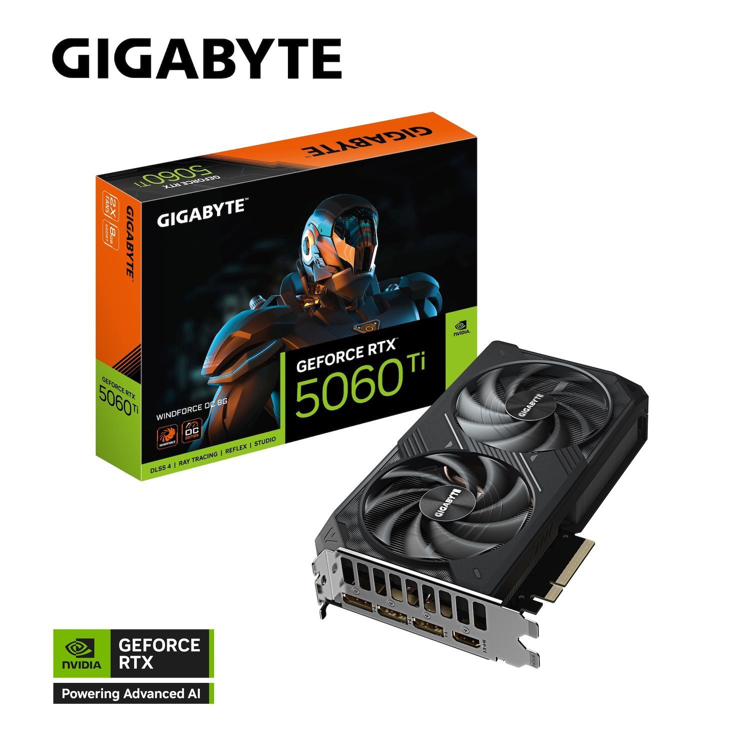 Gigabyte GeForce RTX 5060 Ti Windforce Oc 8G Nvidia RTX 5060 Ti/Rev 1.0 Pci-E 5.0 X8/8 GB GDDR7/128 Bit Dp*3/Hdmi