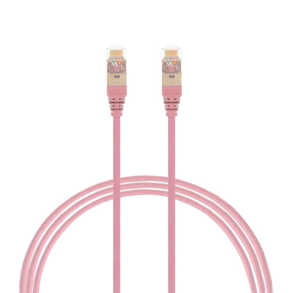 4Cabling 1.5M Cat 6A RJ45 S/FTP Thin LSZH 30 Awg Network Cable. Pink
