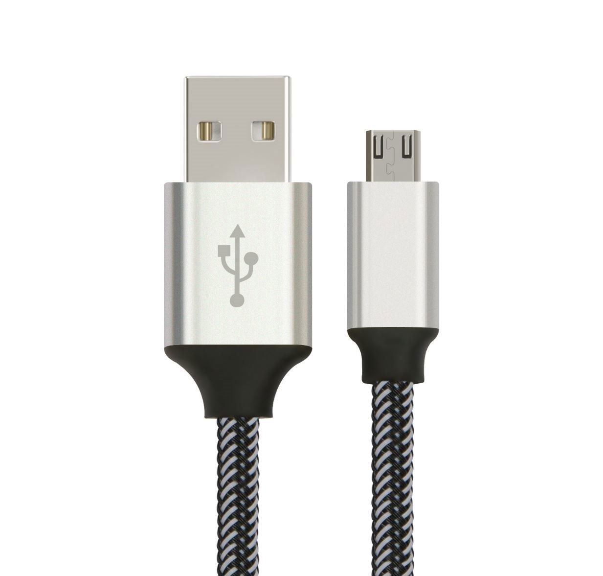 Astrotek Aso Cab Usb-Sync-Microusb-Charge-2M-Silver/Wht