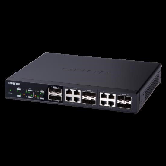 Qnap 12 Port Unmanaged Switch, 10GbE SFP+(4), Combined 10GbE SFP+ And 10Gbase-T(8)