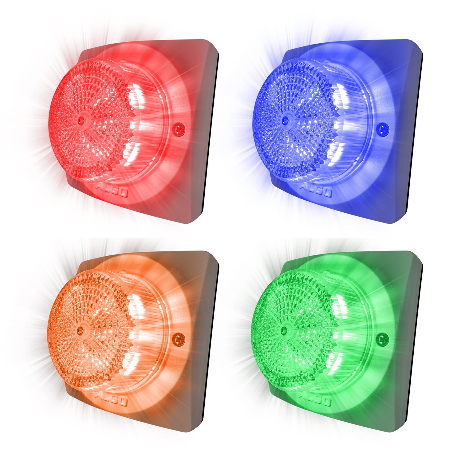Algo Four Color Single Led Strobe Light Displays in Amber, Blue, Green or Red. Poe & Sip Compliant. 
