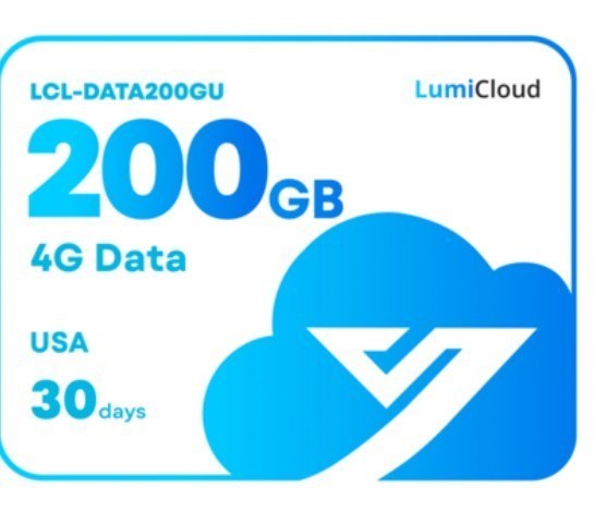 LumiCloud 4G Data 200GB USA: 30 Day Data Plan