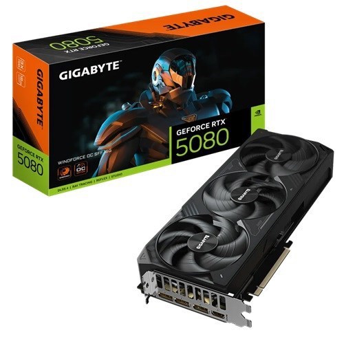 Gigabyte Gv-N5080wf3oc-16Gd. GeForce RTX™ 5080, Cuda 10752, 16 GB. GDDR7, Pci-E 5.0, 850W, Hdmi 2.1B X1