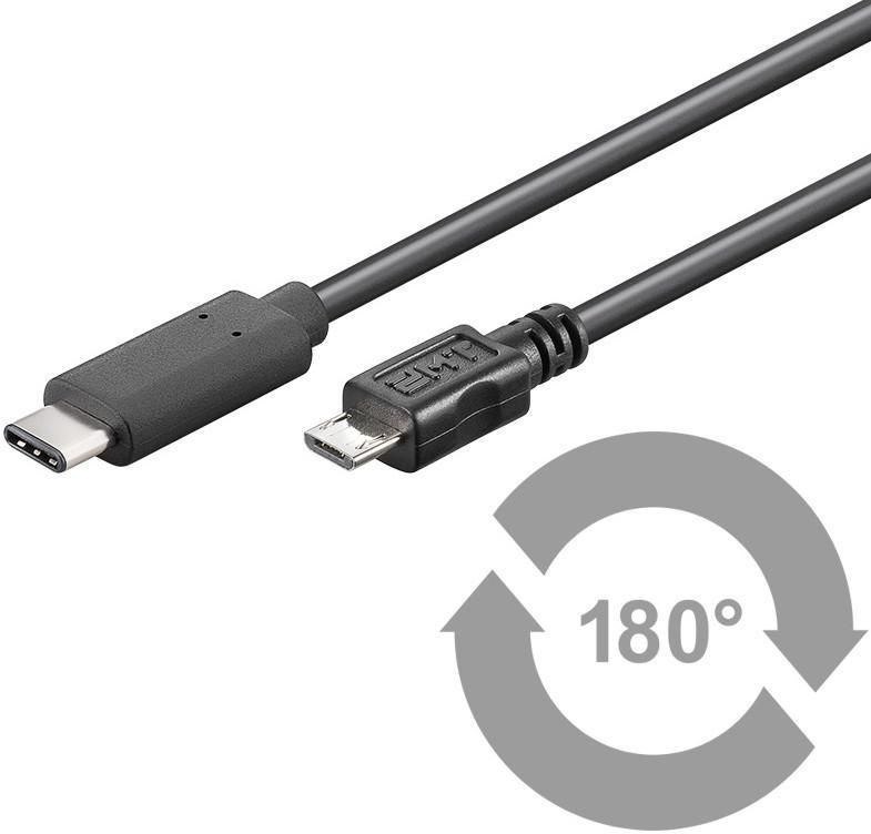 Microconnect Usb C/Micro Usb B 1 M Usb Cable Usb 2.0 Micro-USB B Black (Usb-C To Usb2.0 Micro B 1M - Black For Synching And - Charging Speed Rate At 0 48 GBS. 2 5W - Warranty: 300M)