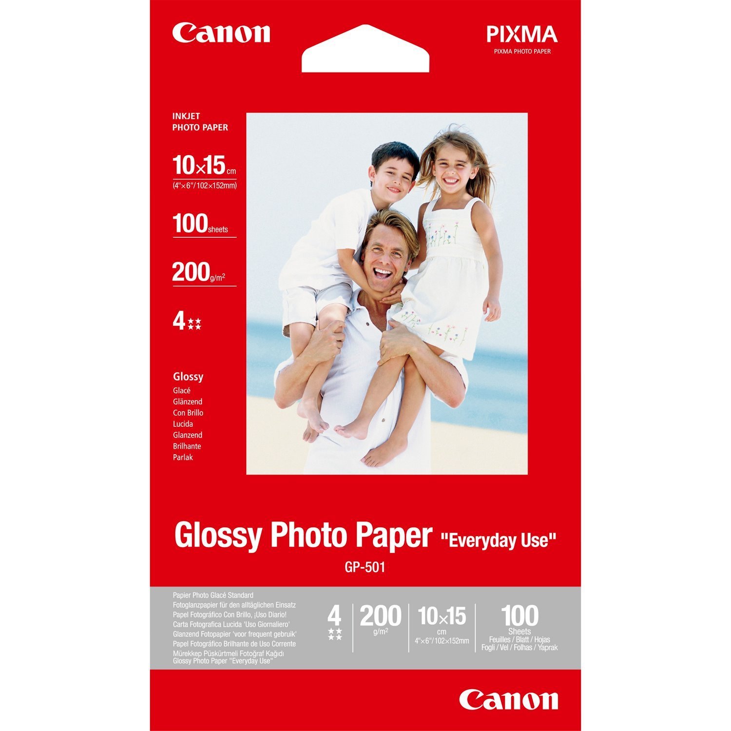 Canon GP-501 Glossy Photo Paper 4X6 - 100 Sheets (Canon GP-501 4 X 6 Inch Glossy Photo Paper 10X15CM 100 Sheets - 0775B003)