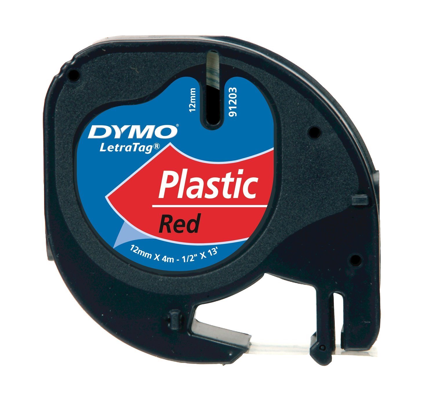 Dymo LT Plastic (Dymo 91203 12MMX4M Black On Red Plastic Tape)