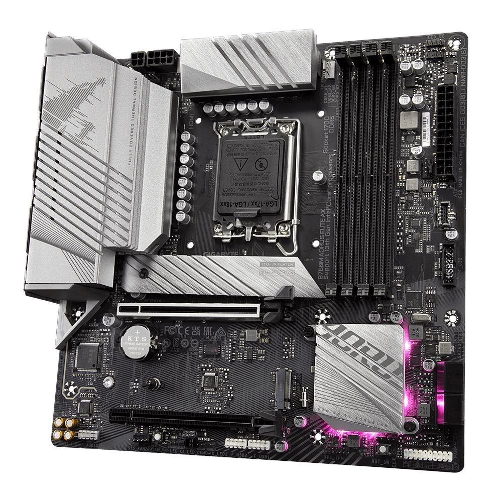 Gigabyte B760M Aorus Elite Ax Motherboard Intel B760 Lga 1700 Micro Atx (Giga B760M Aorus Elite Ax S1700/DDR5/µATX)
