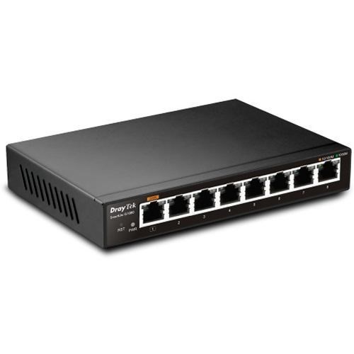 Draytek G1080 Managed Gigabit Ethernet [10/100/1000] Black (Draytek VigorSwitch G1080 8 Port Smart Lite Managed Gigabit Switch - VSG1080-K)