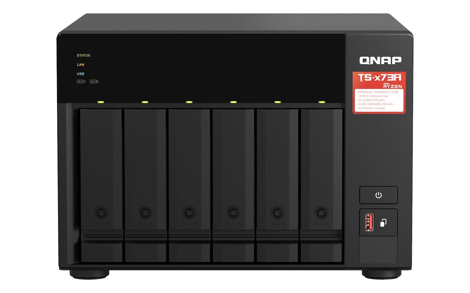 Qnap Ts-673A-8G Nas Tower Ethernet Lan Black V1500B (Qnap Ts-673A-8G 24TB [Seagate Ironwolf] 6-Bay Nas; Amd Ryzen V1000 Series V1500B 4C/8T 2.2GHz; 8GB DDR4 Ram [2 X Sodimm Slots; Max. 64GB; Optional