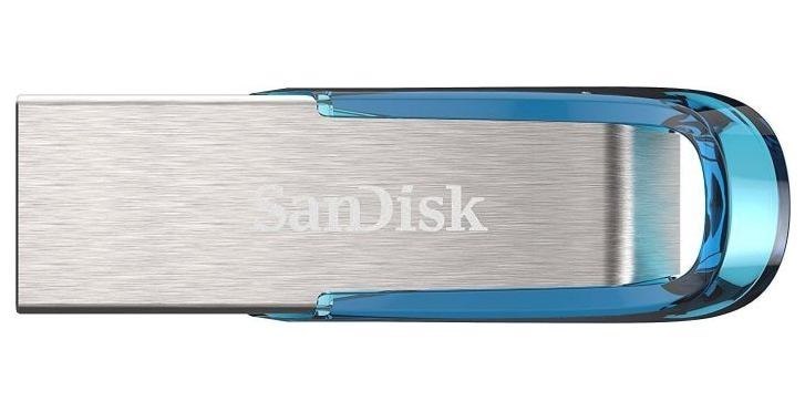 SanDisk Ultra Flair Usb Flash Drive 64 GB Usb Type-A 3.2 Gen 1 [3.1 Gen 1] Blue Silver (Ultra Flair 64 GB Usb 3.0 - 150MB/S Read - Tropical Blue)