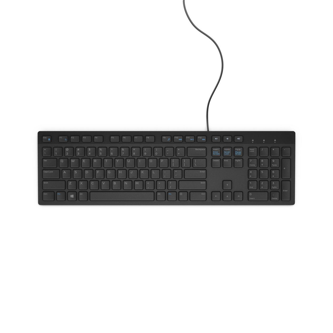 Dell Keyboard - Cable Connectivity - USB Interface - English (US) - QWERTY Layout - Black