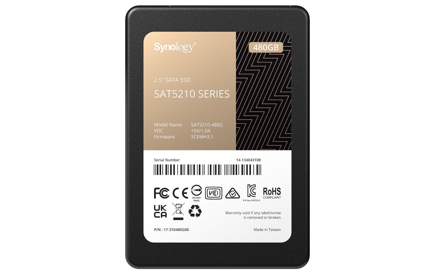 Synology SAT5210 SAT5210-480G 480 GB Solid State Drive - 2.5" Internal - SATA (SATA/600) - Mixed Use