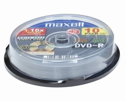 Maxell 275593 DVD Recordable Media - DVD-R - 8x - 4.70 GB - 10 Pack Spindle