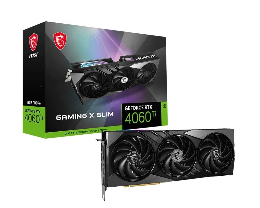 Msi Geforce RTX 4060 Ti Gaming X Slim 16G Graphics Card Nvidia 16 GB GDDR6 (Eforce RTX 4060 Ti - Gaming Xslim16g)