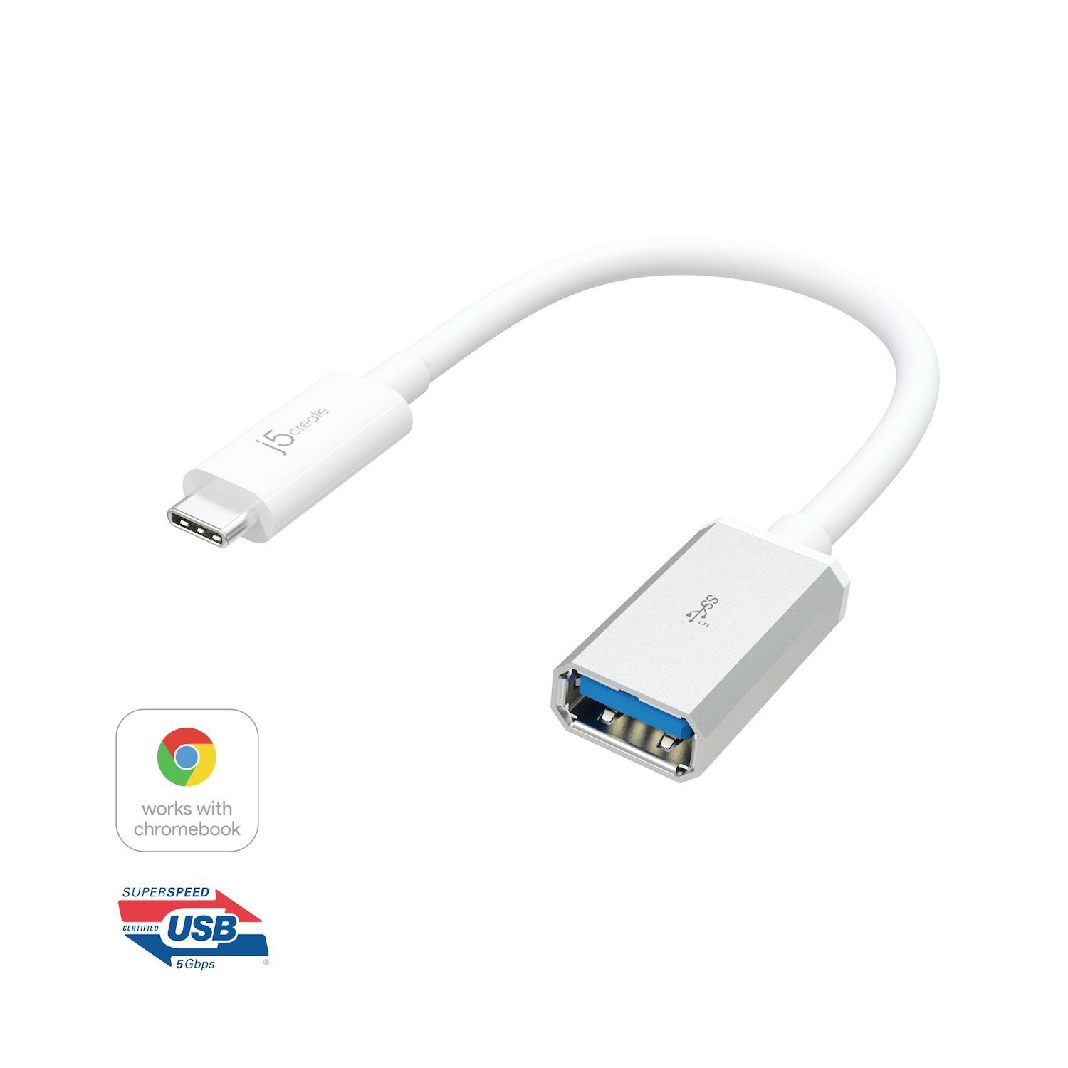 J5create Jucx05 Usb-C® 3.1 To Usb™ Type-A Adapter White And Silver (Usb-C 3.1 To Type-A Adapter - )