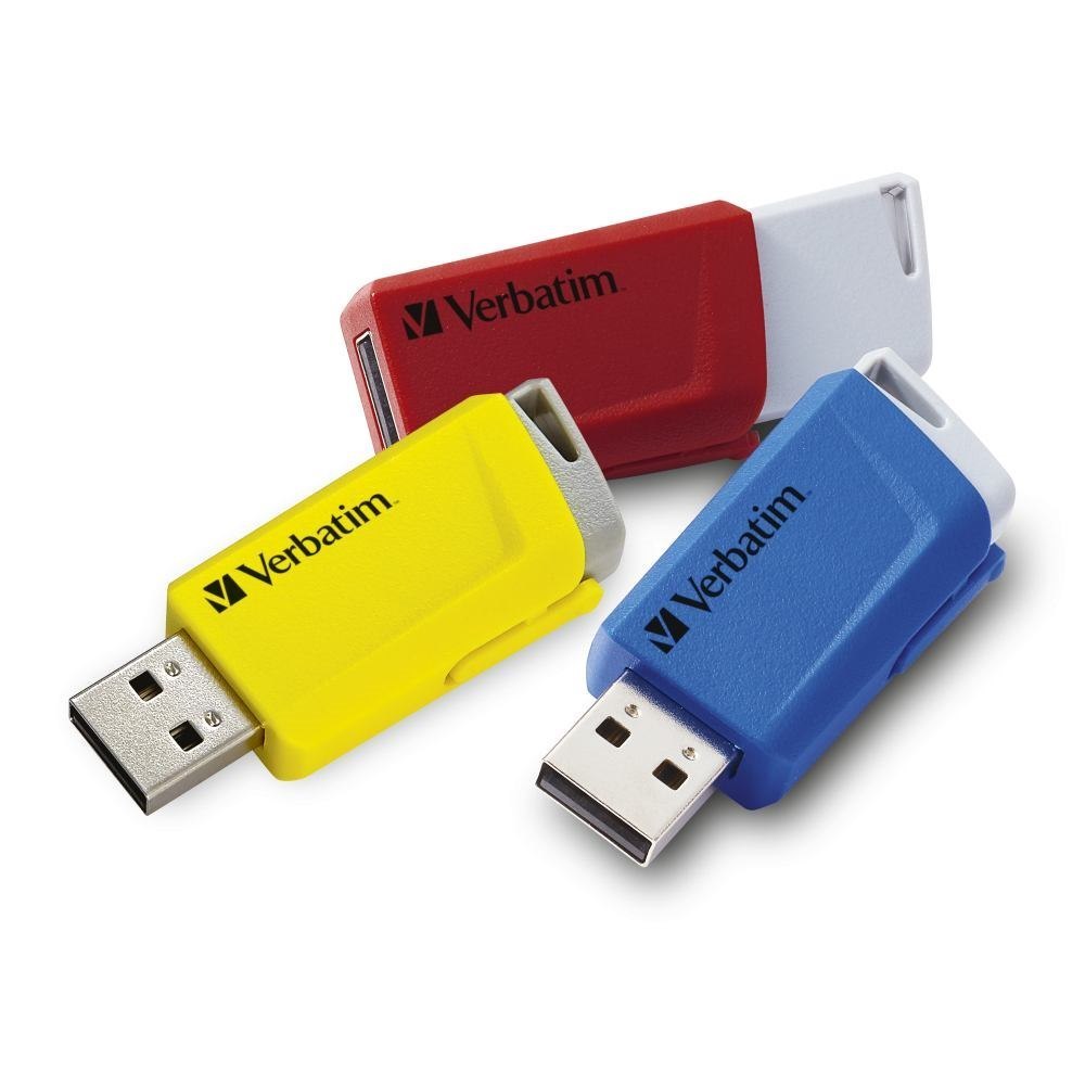 Verbatim Store 'N' Click - Usb 2.0 Drive 3.2 Gen1 - 3X16 GB - Red/Blue/Yellow (V Store N Click Usb 3.0 3x16GB R/B/Y)