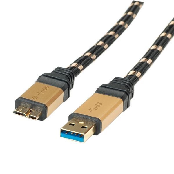 Roline Gold Usb 3.0 Cable Type A M -Micro B M 0.8 M (Gold Usb 3.0 Cable Type A M - -Micro B M 0.8 M - Warranty: 12M)