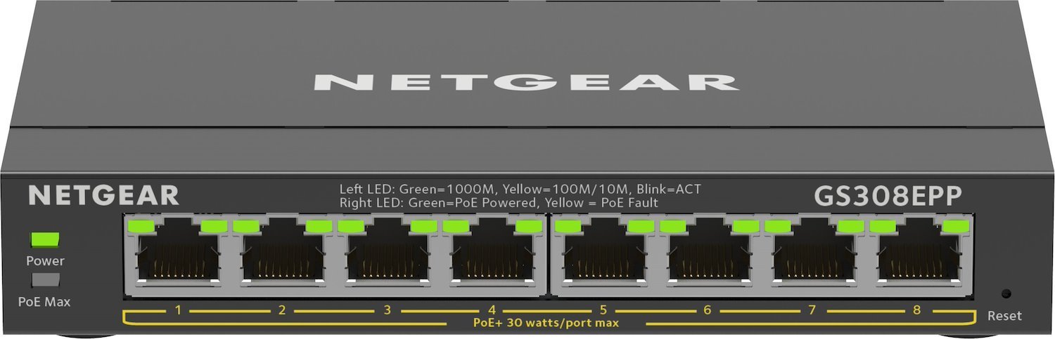 Netgear GS308EPP 8 Ports Manageable Ethernet Switch - Gigabit Ethernet - 10/100/1000Base-T