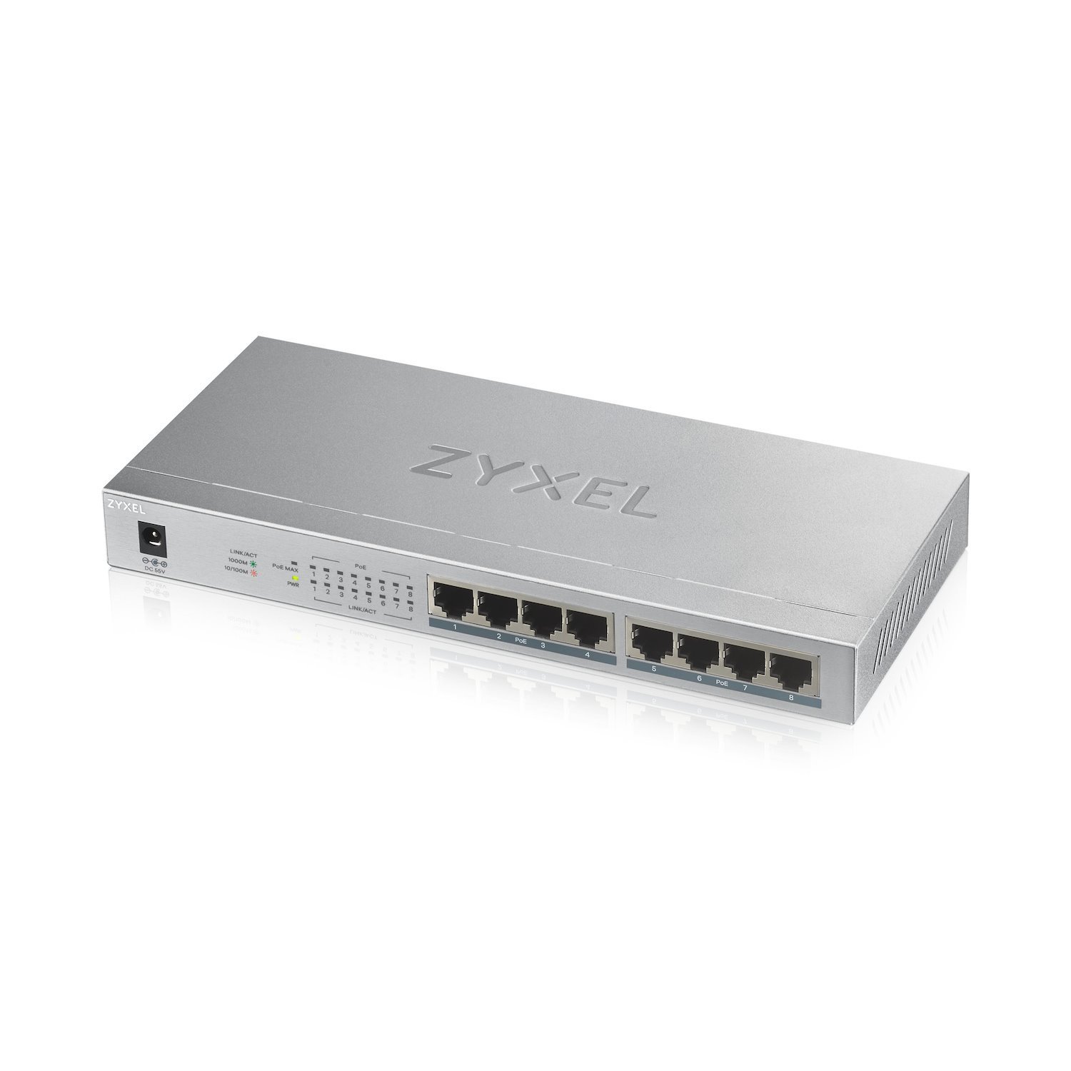 Zyxel GS1008HP Unmanaged Gigabit Ethernet [10/100/1000] Power Over Ethernet [PoE] Silver (Zyxel GS1008-HP 8 Port Gigabit PoE+ Unmanaged Desktop Switch 8 X PoE 60 Watt)