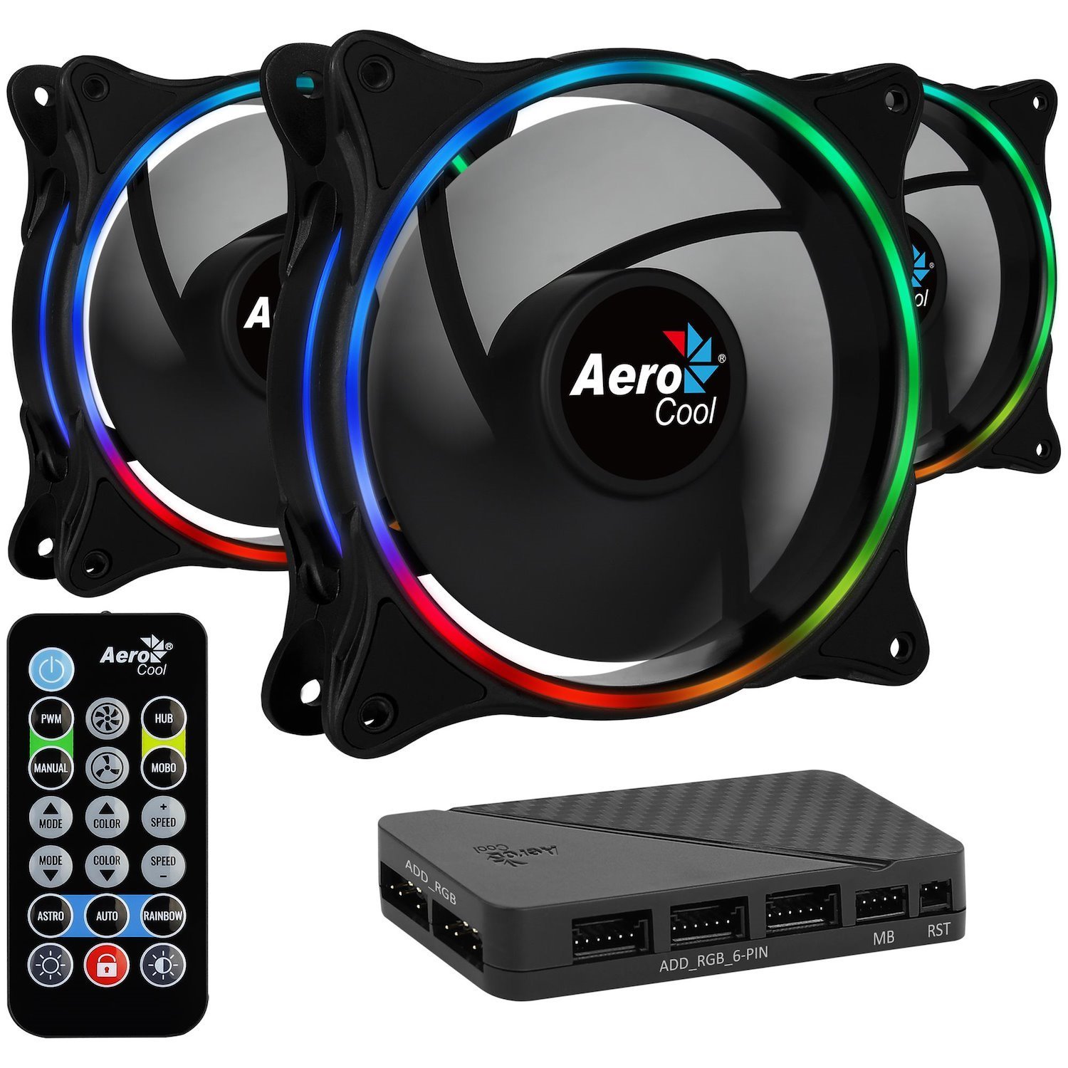 Aerocool Eclipse 12 Pro Computer Case Fan 12 CM Black (Aerocool Eclipse 12 Led Addressable RGB Fan Include Controller - Triple Pack- 12)