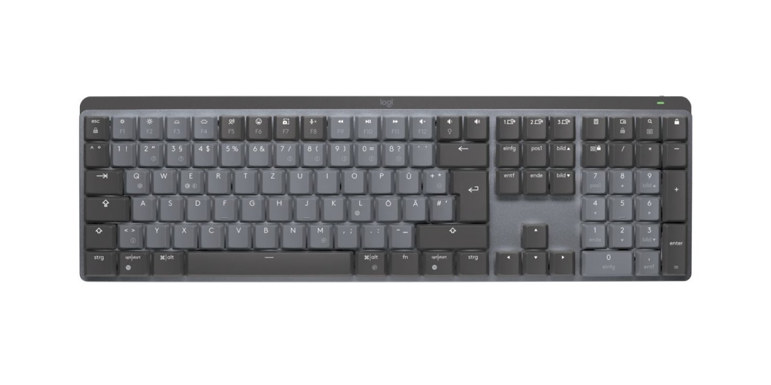 Logitech Master Keyboard - Wireless Connectivity - USB Type C Interface - German - QWERTY Layout - Graphite
