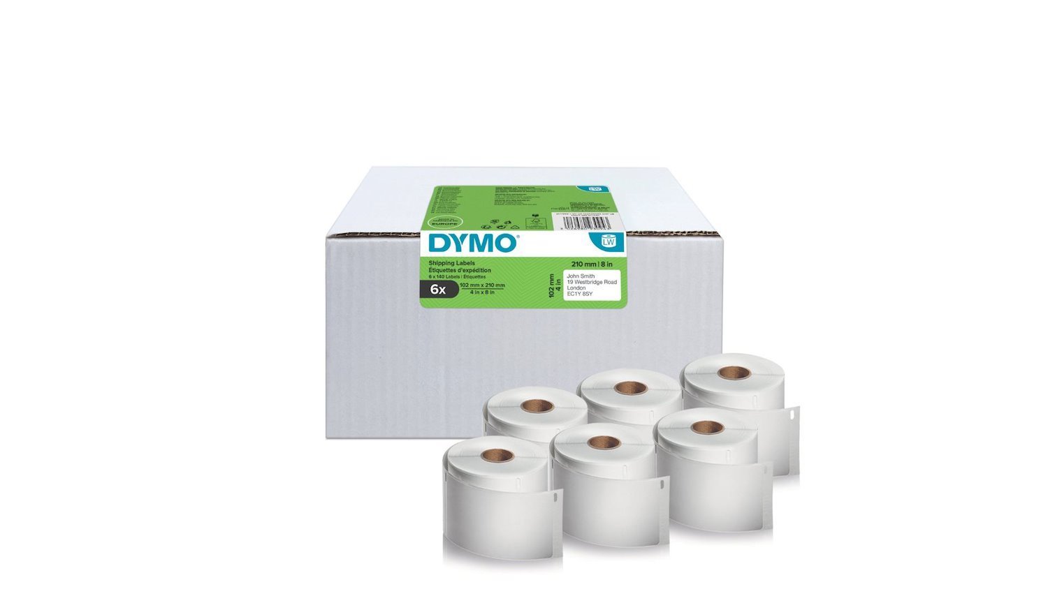 Dymo 2177565 Printer Label White Self-Adhesive Printer Label (Dymo LabelWriter Self Adhesive DHL Shipping Labels 102X210MM [Pack Of 6 Rolls Of 140 Labels] 2177565)