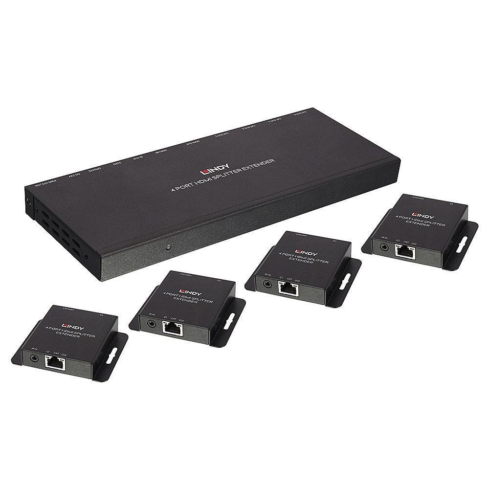 Lindy 50M Cat.6 4 Port Hdmi & Ir Splitter Extender (50M Cat.6 4 Port Hdmi + - Ir Splitter Ext With Loop Out)