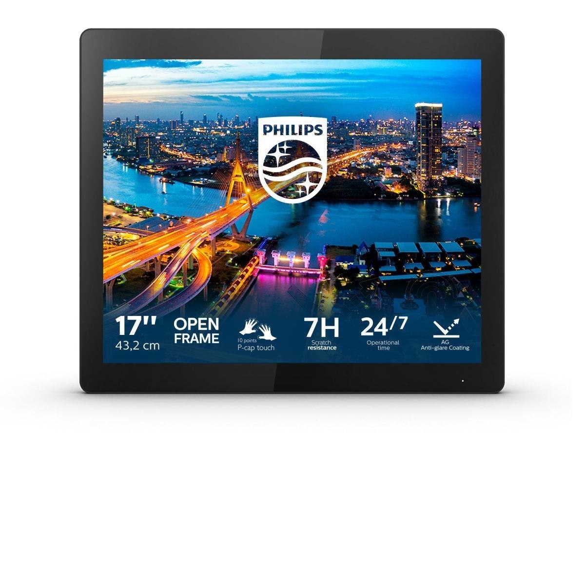 Philips B Line 172B1TFL/00 Computer Monitor 43.2 CM [17] 1280 X 1024 Pixels Led Touchscreen Black (17 172B1TFL/00 Touch&nbsp;Screen Monitor - 17 Black Touch Monitor\S10 Points Vga DisplayPort Usb Dvi