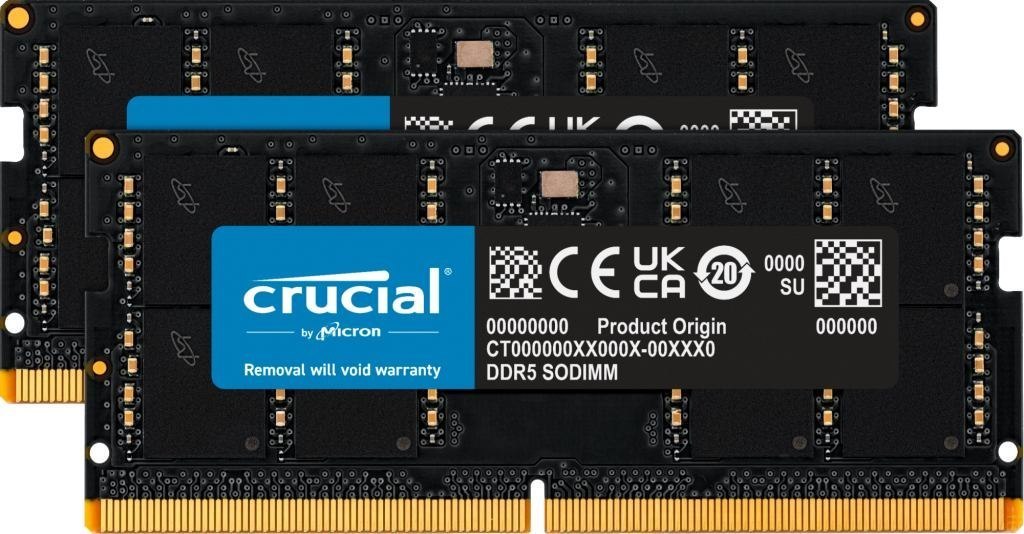 Crucial CT2K32G56C46S5 Memory Module 64 GB 2 X 32 GB DDR5 5600 MHz (64GB[32GBx2] Crucial DDR5 PC5-44800 5600MHz CL46 Sodimm Kit)