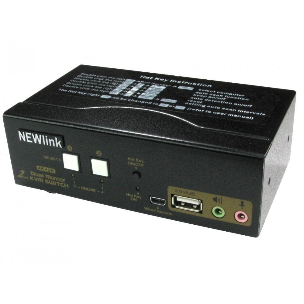 Cables Direct Nlkvmhdmi-22Dbl KVM Switch Black (2 Port Dual Screen Hdmi KVM Switch 4K@60Hz)