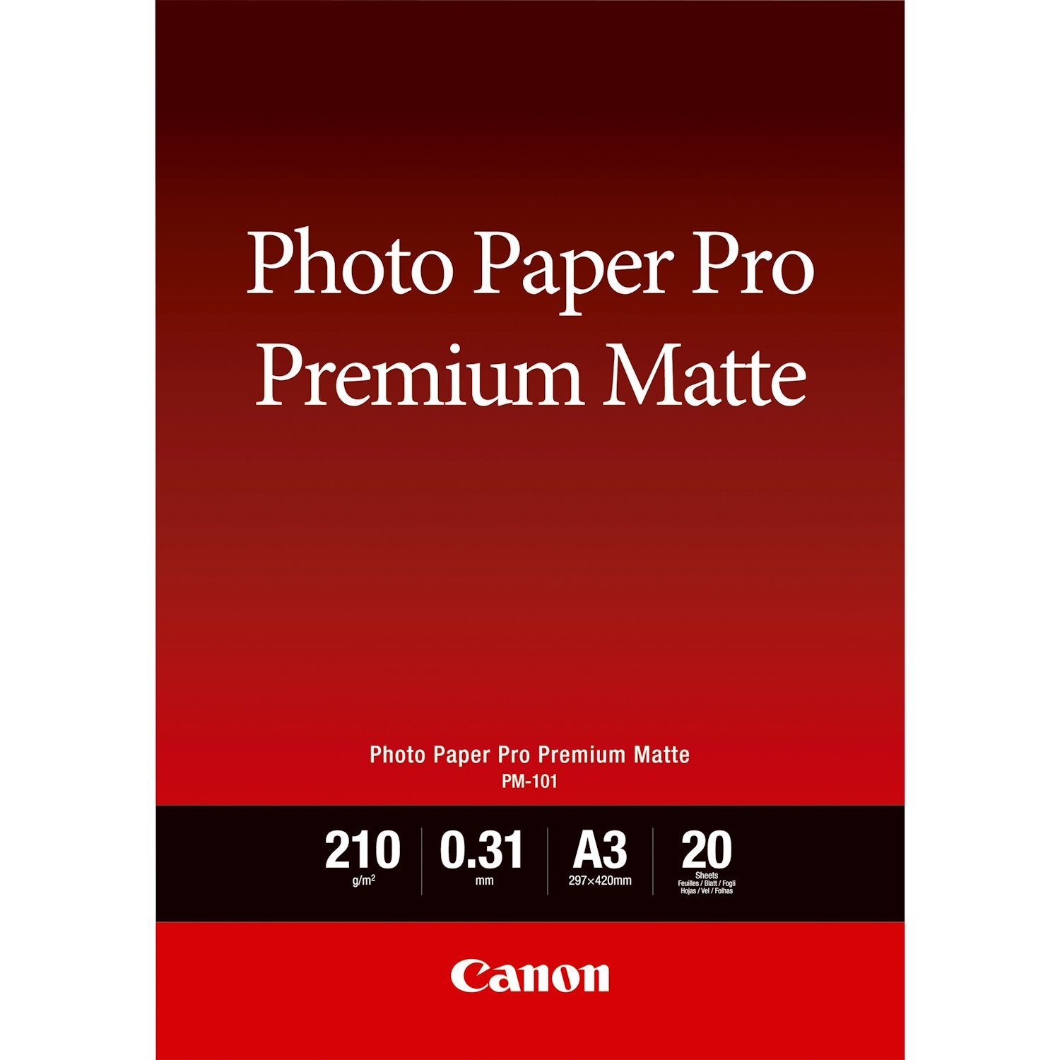 Canon PM-101 Premium Matte Photo Paper A3 - 20 Sheets (Canon PM-101 A3 Premium Matte Photo Paper - 8657B006)