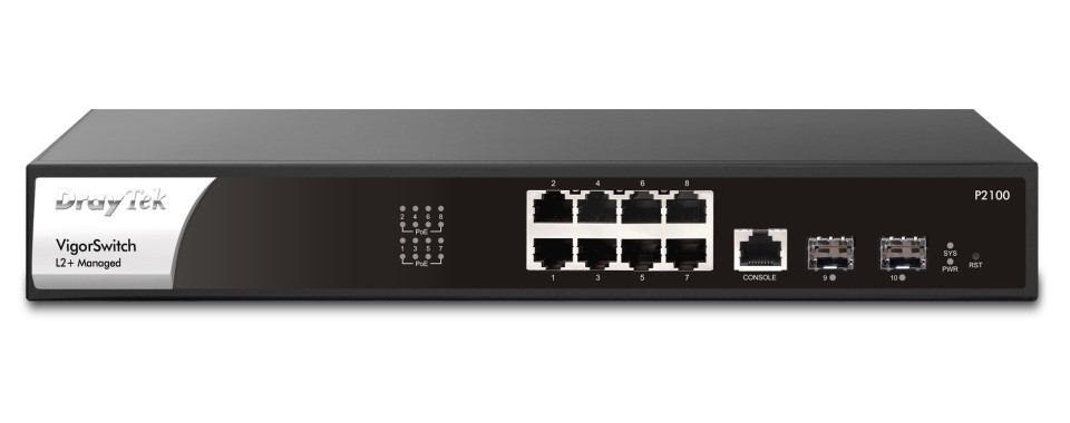 Draytek P2100 Managed L2+/L3 Gigabit Ethernet [10/100/1000] Power Over Ethernet [PoE] 1U Black Silver (DrayTek VigorSwitch P2100)