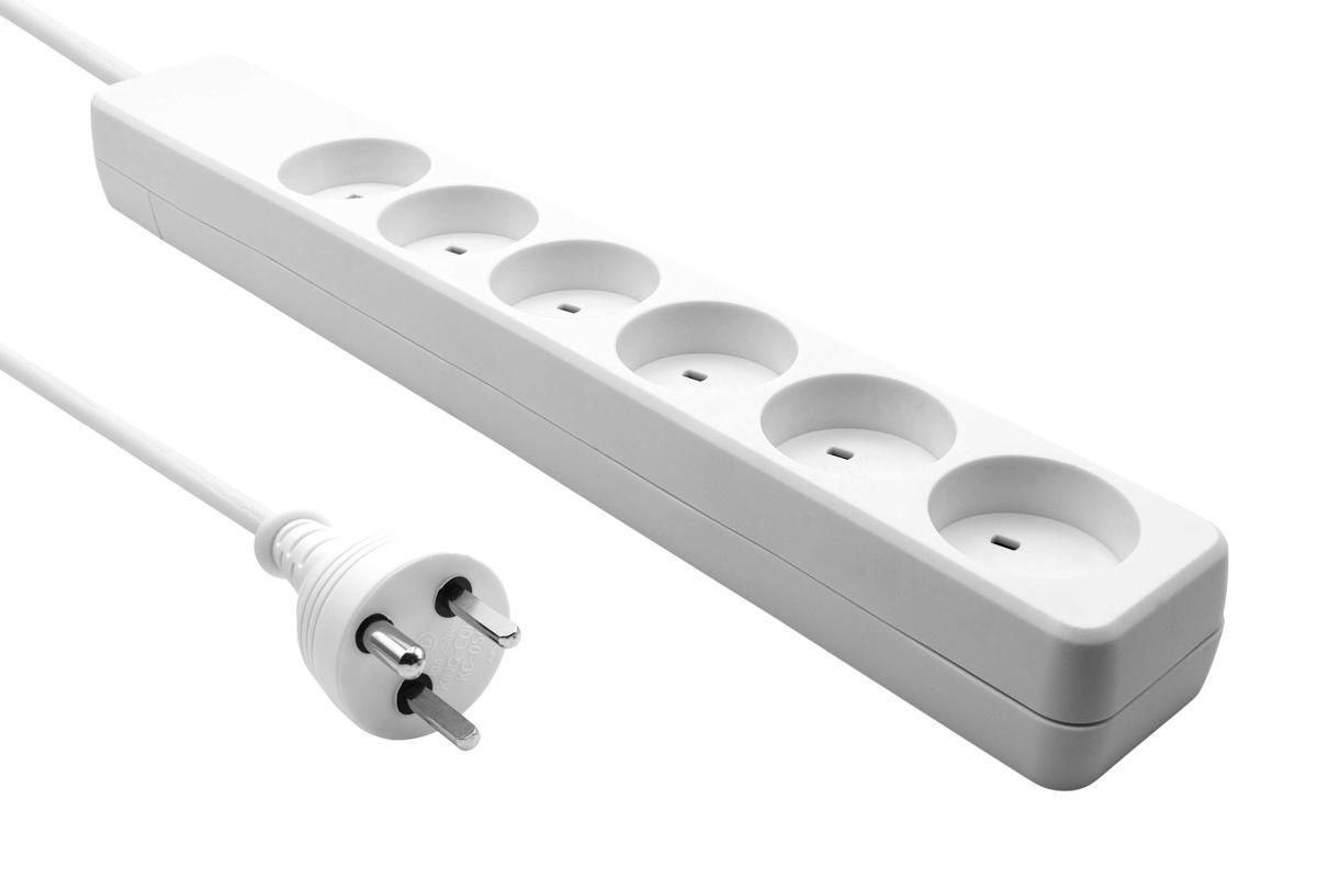 ProXtend Danish It Power Strip 6-Way - 1M White - Warranty: 360M