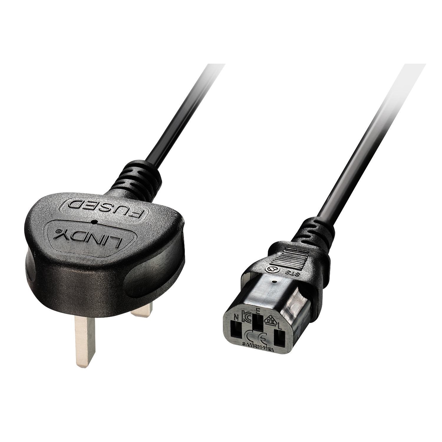 Lindy 5M Uk 3 Pin To C13 Mains Cable (5M Mains Power CBL - Uk 3 Pin Plug To Iec C13)