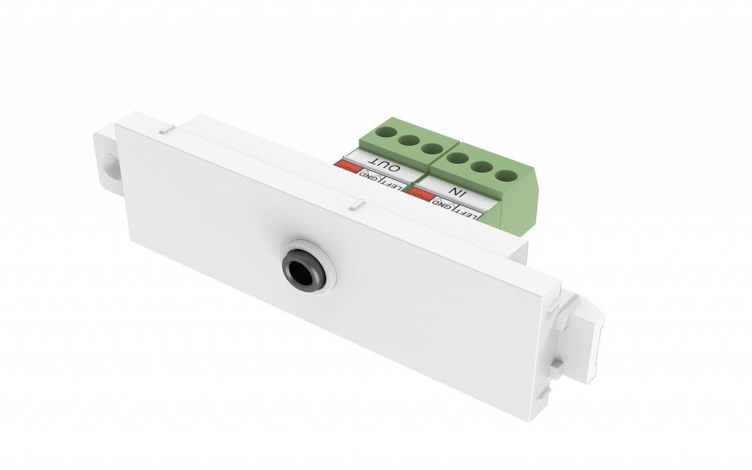 Vision TC3 3.5MM/V2 Socket-Outlet White (Vision Techconnect Modular Av Faceplate - Lifetime Warranty - 3.5 MM Minijack Module - For Use With Stereo Audio Cable - Pass-Through Terminal On Rear - TRS -