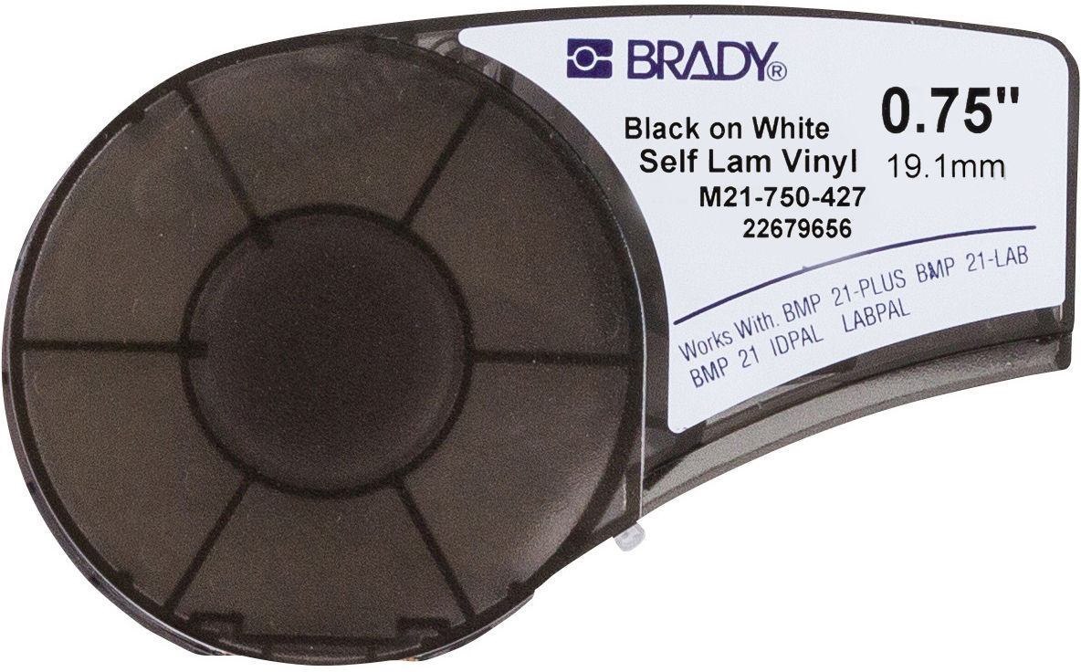 Brady 110927 Black Translucent White Self-Adhesive Printer Label (Self-laminating Vinyl Tape - For Bmp21-Plus Bmp21-Lab - BMP21 Idpal Labpal 19.05 MM X 4.30 M Selflaminating - Warranty: 12M)