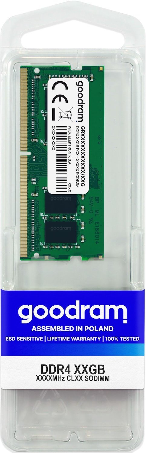 Goodram GR3200S464L22/16G Memory Module 16 GB 1 X 16 GB DDR4 3200 MHz (Goodram 16GB DDR4 3200MHz CL22 Sodimm)