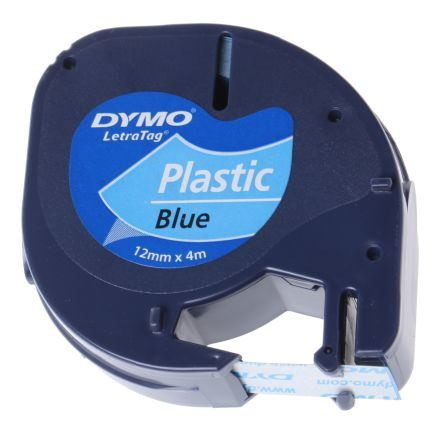 Dymo LT Plastic (Dymo 91205 12MM X 4M Black On Blue Plastic Tape)