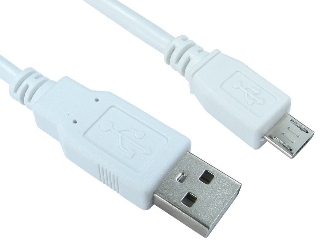 Cables Direct Usb A - Usb B 1.8M Usb Cable Usb 2.0 Micro-USB B White (1.8M Usb2.0 Type A [M] To Micro B [M] Cable - White)