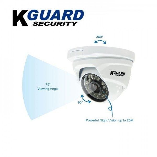 Kguard 1 3 Cmos Sensor 800TVL 75 Degrees 20M W Proof Dome