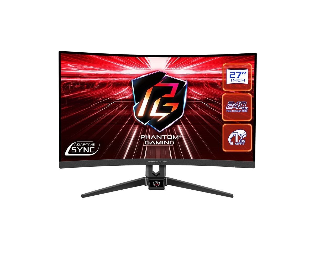 Asrock Pg27f15rs1a Computer Monitor 68.6 CM [27] 1920 X 1080 Pixels Full HD Black (Asrock 27 Phantom Gaming FHD Curved Monitor [Pg27f15rs1a] 1920 X 1080 1MS 2 Hdmi DP 240Hz HDR 10 Vesa)