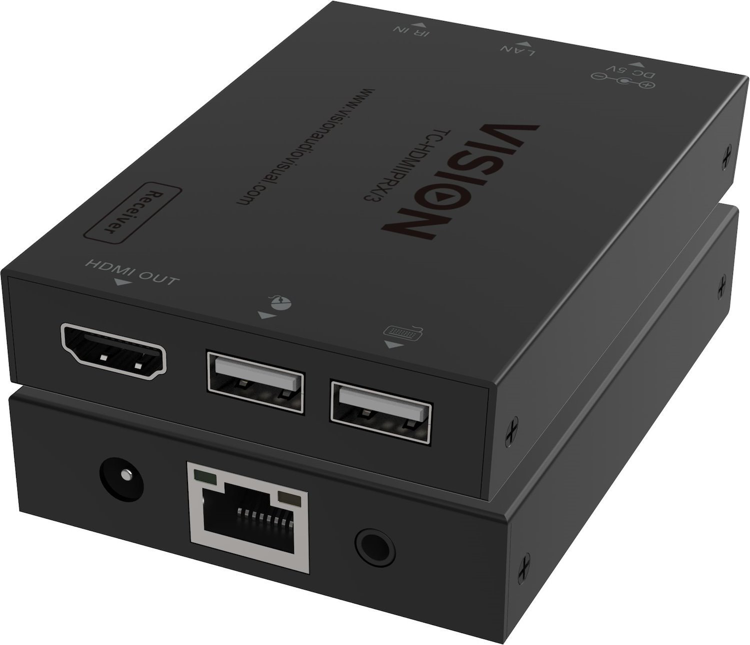 Vision HDMI-over-IP Receiver Av Receiver Black (Vision HDMI-over-IP Receiver - Lifetime Warranty - Receiver Only Transmitter Needs To Be Purchased Separately - Transmits Hdmi One-to-One Or One-to-Man